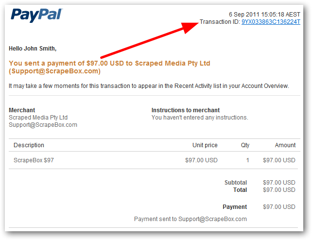 ID or Receipt Number is provided by PayPal and is listed in your email rece...