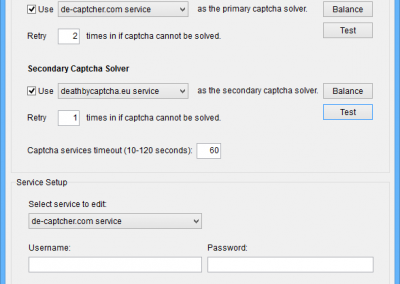 Decaptcher Settings