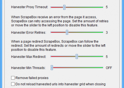 Harvester Settings