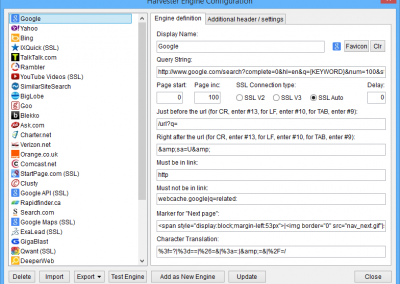 Harvester Settings