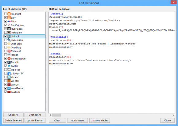 Vanity Checker Settings